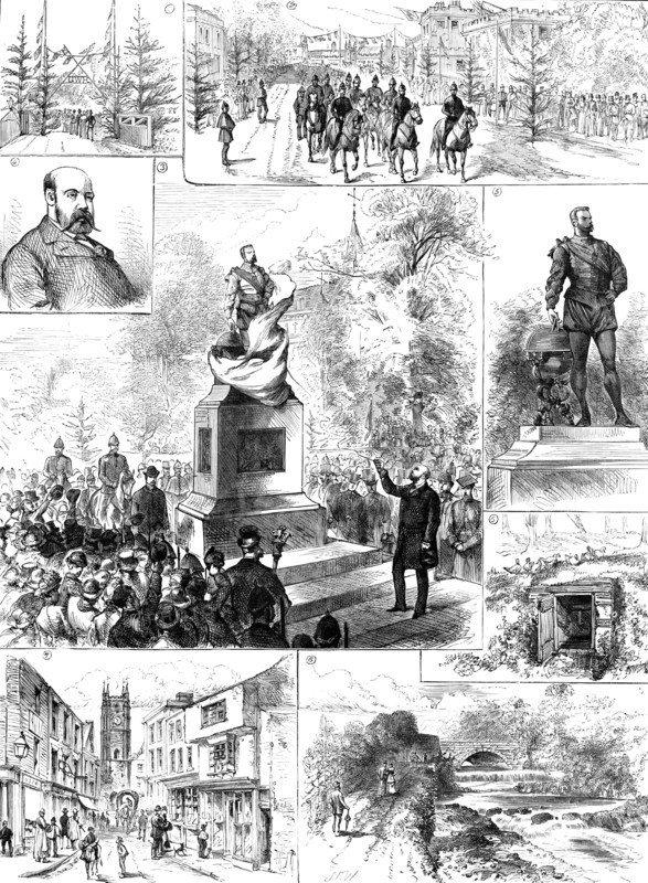 Uncovering the Sir Francis Drake statue at Tavistock, 1883. Creator: Unknown.