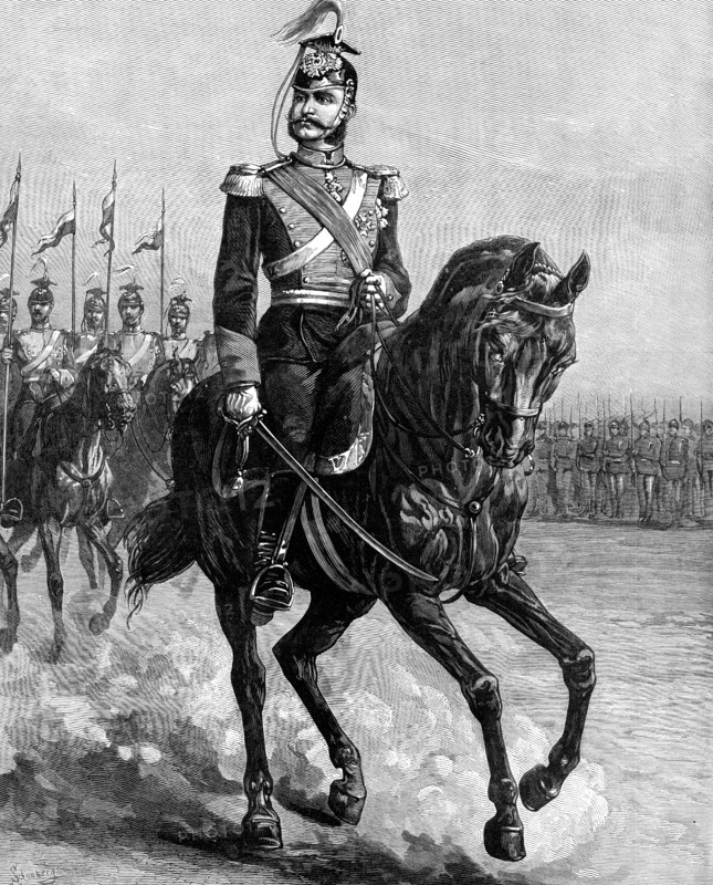 Alfonso XII., King of Spain, in the uniform of the 15th Schleswig-Holstein Uhlans, 1883.  Creator: Unknown.