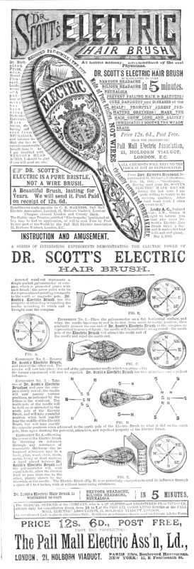 Dr. Scott's Electric Hair Brush, 1883. Creator: Unknown.