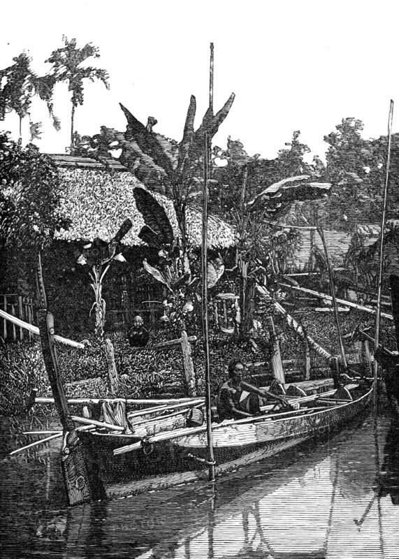 Sketches of Annam, Cochin China: river scene, 1883. Creator: Kemp.