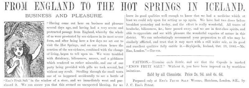 From England to the Hot Springs in Iceland, 1883. Creator: Unknown.