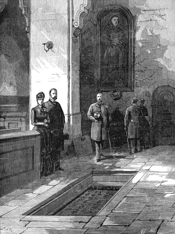 The Luther Celebration in Germany: Luther's tomb in the Schloss-Kirche at Wittenberg, 1883. Creator: Unknown.