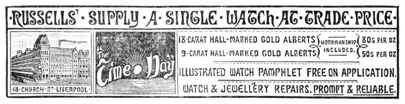 Russells' Watches, 1883. Creator: Unknown.