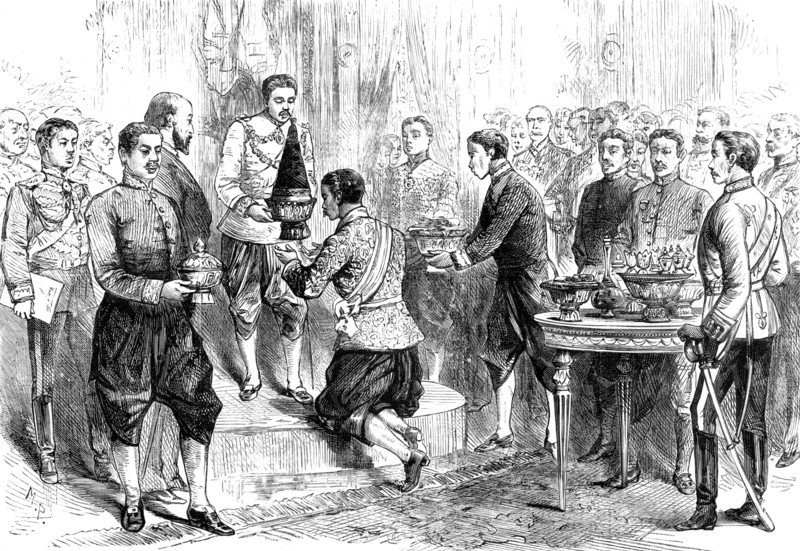 Investing...Prince Prisdang with the Royal Order of Chula Chom Klao...Siamese Embassy, London, 1883. Creator: Unknown.