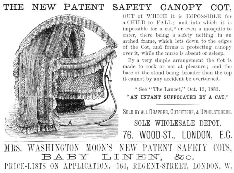The New Patent Safety Canopy Cot, 1883. Creator: Unknown.