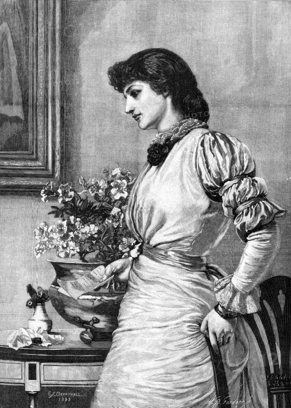 Doubts, from the picture by E. F. Brewtnall, 1883. Creator: William Biscombe Gardner.