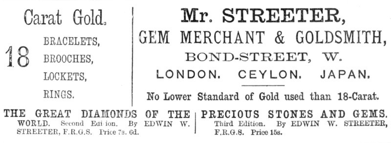 Mr. Streeter, Gem Merchant & Goldsmith, 1883. Creator: Unknown.