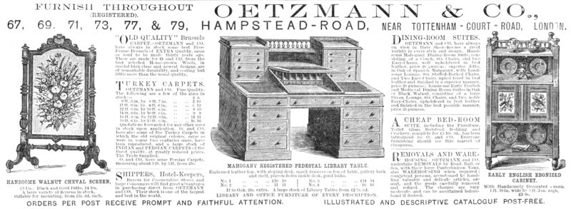 Oetzmann & Co., furniture, 1883.  Creator: Unknown.