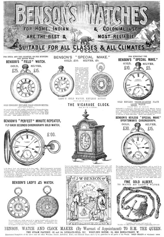 Benson's Watches, 1883. Creator: Unknown.