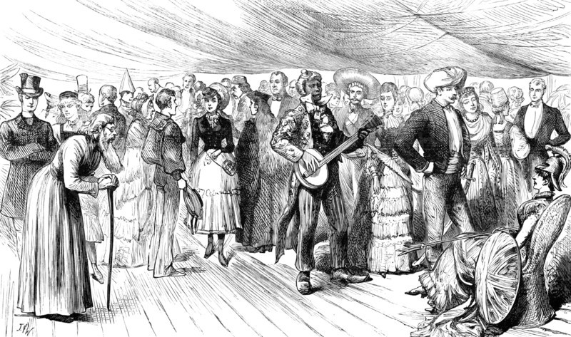 Fancy-Dress Ball on board H.M. troop-ship Serapis, on Crossing the Line, 1883. Creator: Unknown.