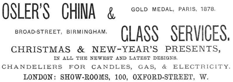 Osler's China & Glass Services, 1883. Creator: Unknown.