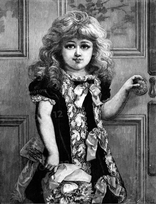 Christmas Morning: A Bouquet For Mamma, drawn by Florence Gravier, 1883. Creator: Eugène Froment.