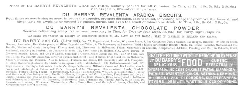 Du Barry's Revalenta Arabica Biscuits, 1883. Creator: Unknown.