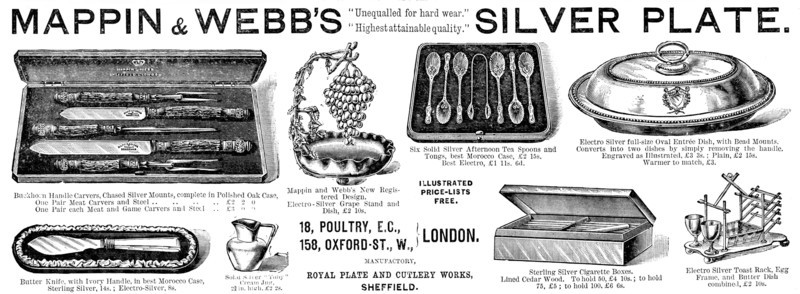 Advertisement for Mappin & Webb’s Silver Plate, 1890. Creator: Unknown.
