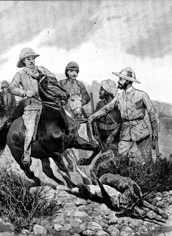 Prince Albert Victor in India: hunting Black Buck with cheetah at Hyderabad, 1890. Creator: Unknown.