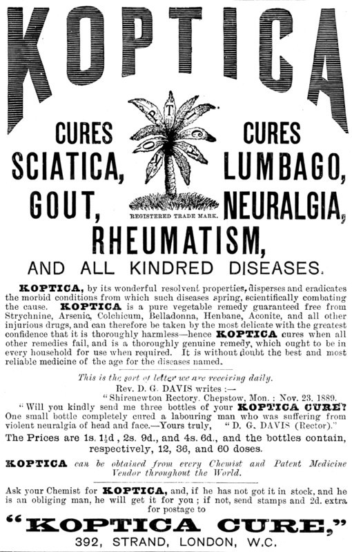 Advertisement for Koptica, 1890. Creator: Unknown.