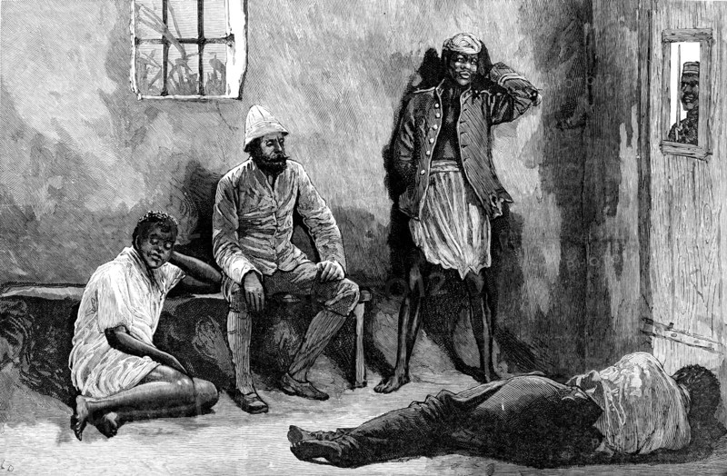 The Dispute with Portugal: an Englishman in the "Tronk" (prison) at Delagoa Bay, 1890. Creator: Unknown.