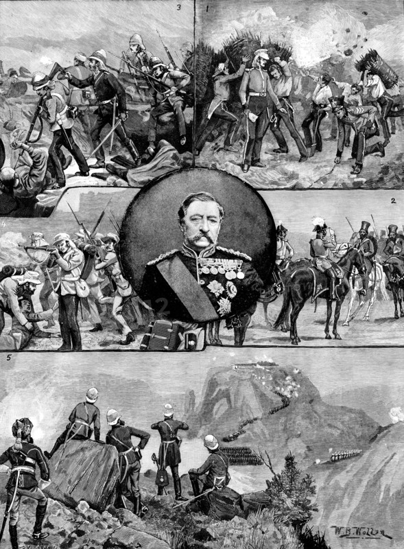 Incidents of Lord Napier of Magdala's military career, 1890. Creator: P Naumann.
