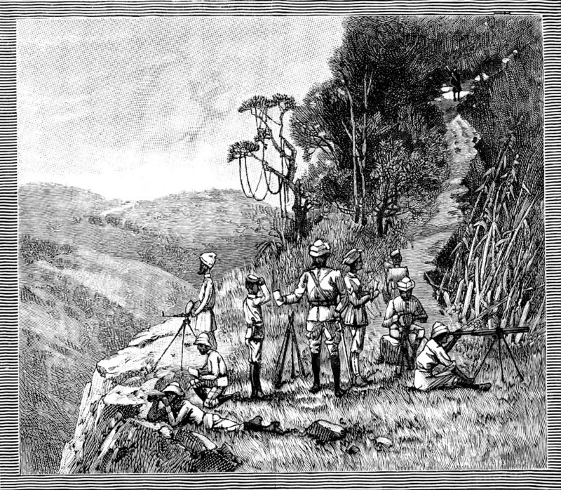With the Lushai Expedition: signalling party with the heliograph, 1890. Creator: R. Taylor.