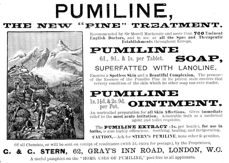 Advertisement for Pumiline Ointment, 1890. Creator: Unknown.