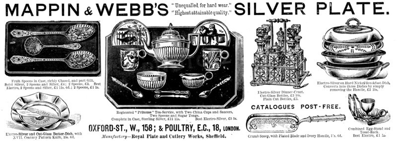 Advertisement for Mappin & Webb’s Silver Plate, 1890. Creator: Unknown.