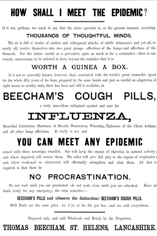 Advertisement for Beecham’s Cough Pills, 1890. Creator: Unknown.