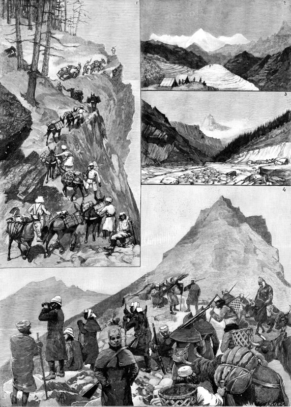With the Niti Field Force, on the road to the Thibetan Frontier, 1890. Creator: R. Taylor.
