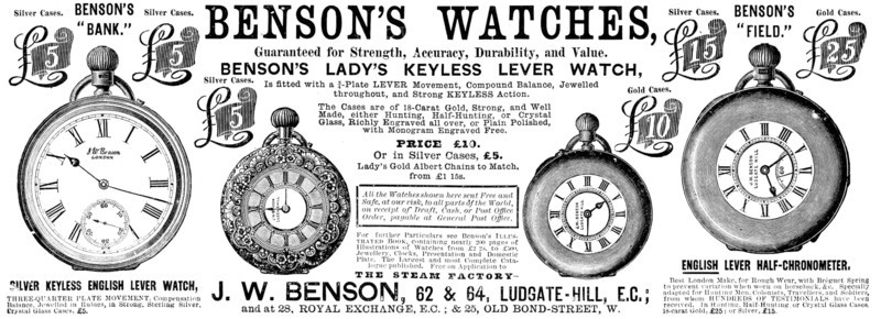 Advertisement for Benson’s Watches, 1890. Creator: Unknown.