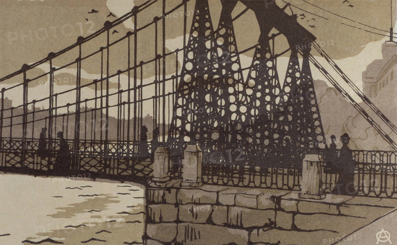 The Chain Bridge in Saint Petersburg, Early 20th cen.. Creator: Anna Petrovna Ostroumova-Lebedeva.