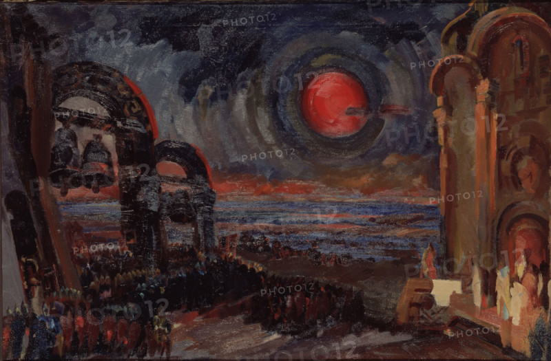 Prologue. Stage design for the opera Prince Igor by A. Borodin, 1934. Creator: Fyodor Fyodorovsky.