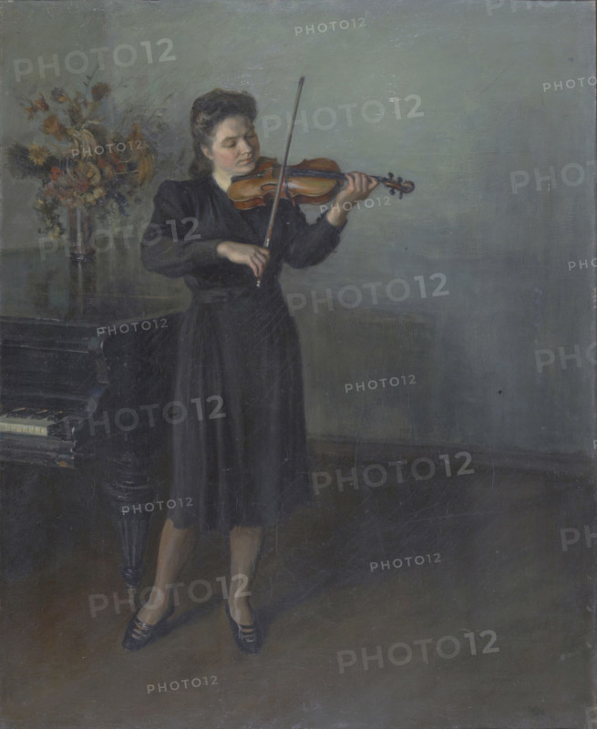 Violinist, 1946. Creator: Serafima Vasilyevna Ryangina.