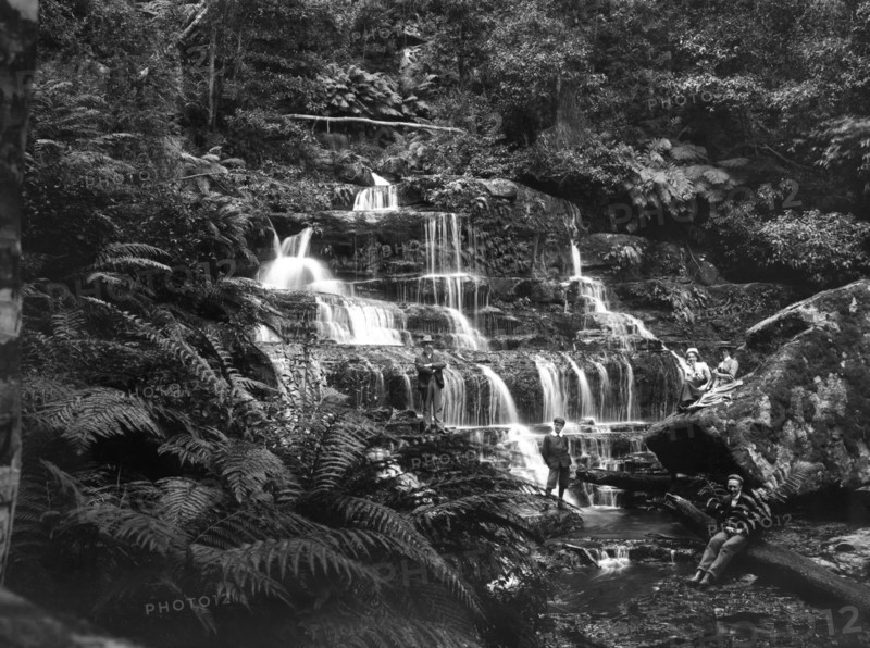 Waterfall, possibly Tamborine Mountain, Queensland, 1885. Creator: Robert Augustus Henry L'Estrange.