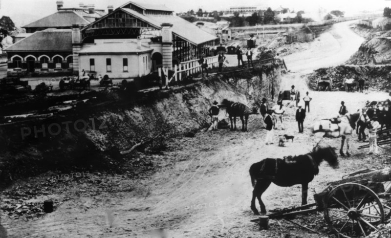 Roma Street Railway Station, railway construction, 1874. Creator: Unknown.
