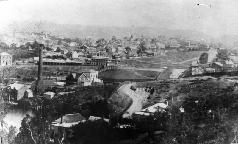 Petrie Bight, looking over the Gas Works, Brisbane, Queensland, c1880. Creator: Unknown.
