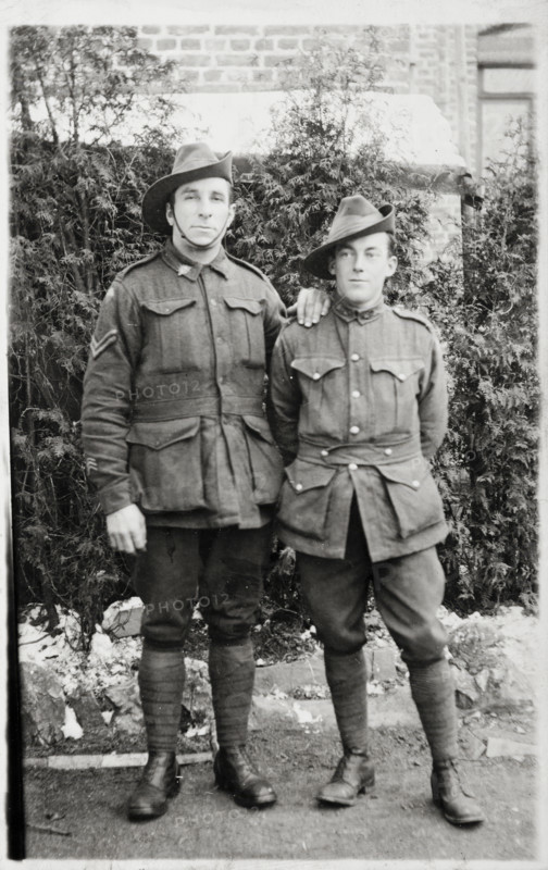 Bernard Laurence 'Barney' Nugent and friend Robert 'Bob' Waugh, Christmas 1917. Creator: Murphy.