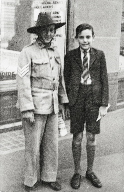 Bernard Laurence 'Barney' Nugent and son Ken, 1943. Creator: Murphy.