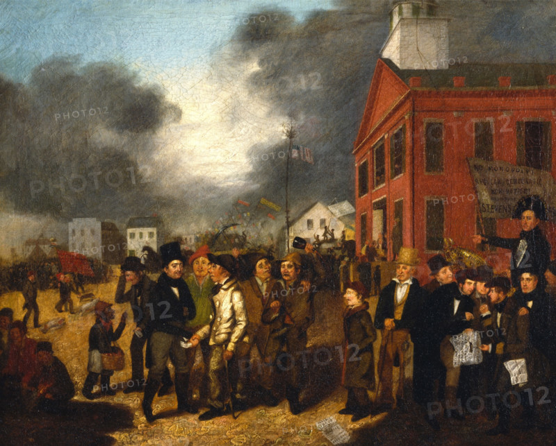 First State Election in Detroit, Michigan, 1837, (c1837). Creator: Thomas Mickell Burnham.