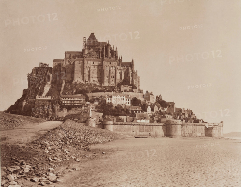 Mont Saint-Michel, between 1867 and 1870. Creator: Adolphe Braun.