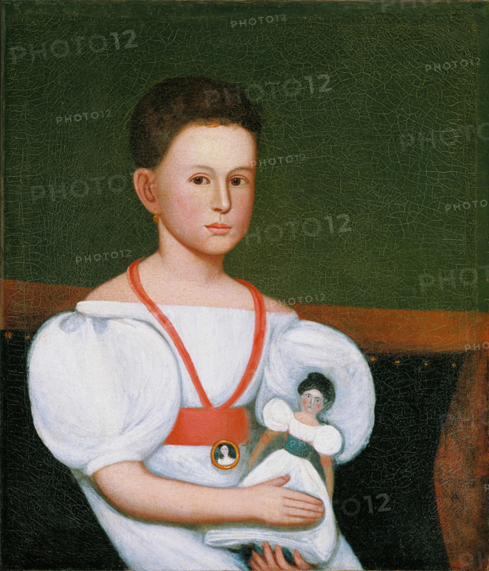 Child in White with Doll, c1835. Creator: Zedekiah Belknap.