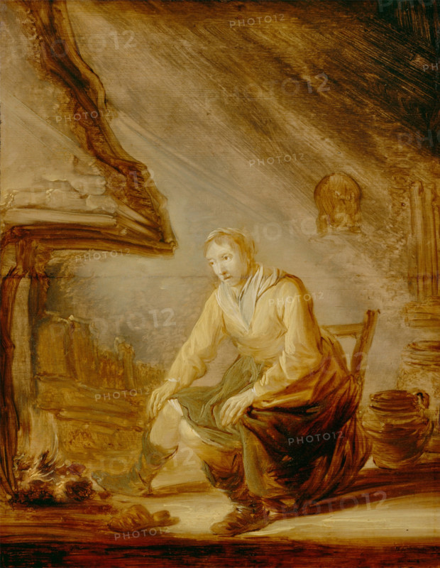 Woman before a Fire, c1640. Creator: Benjamin Gerritz Cuyp.