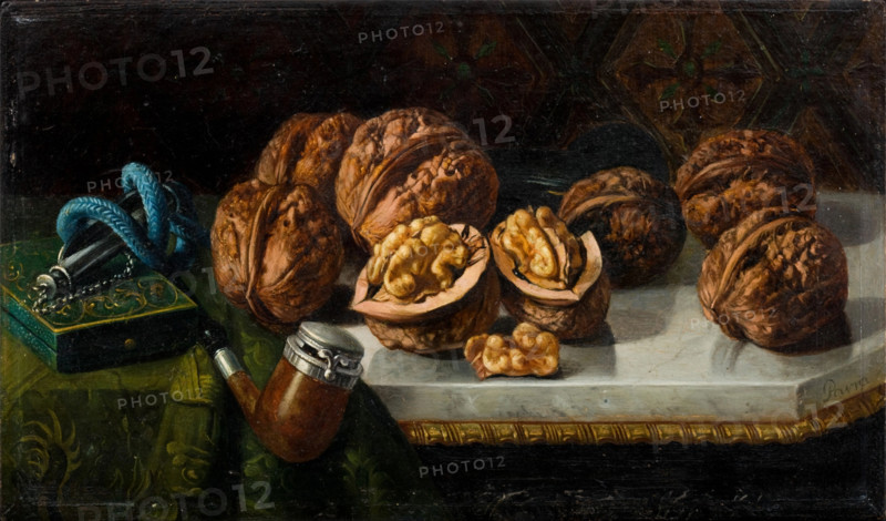 Still Life with Walnuts and Meerschaum, c1850-1890. Creator: Jose Felipe Parra.