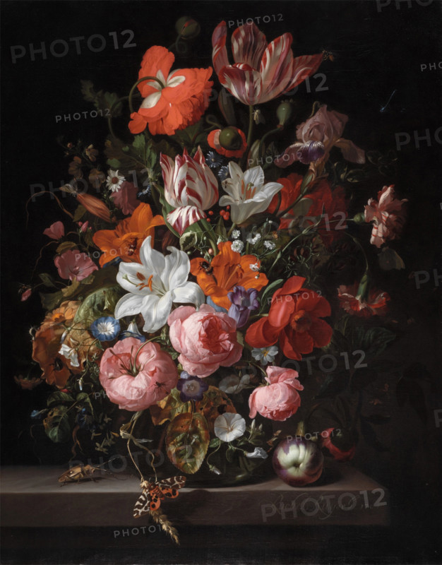 Flowers in a Glass Vase, 1704. Creator: Rachel Ruysch.