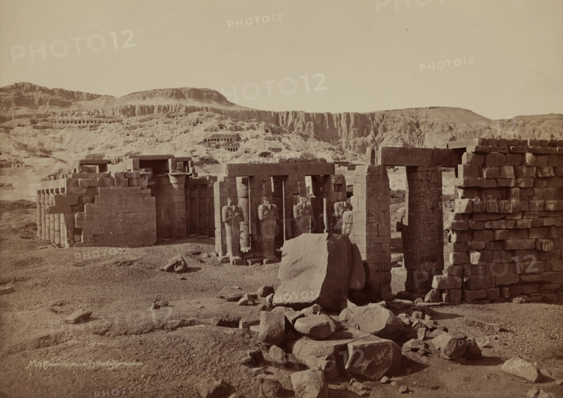 General View of the Ramesseum. Luxor, West Bank (Thebes), late 19th century. Creator: Henri Bechard.