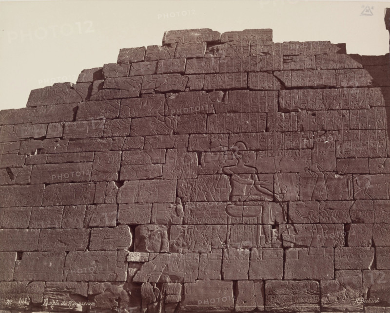 Back of the First Pylon of the Ramesseum. Luxor, West Bank, late 19th century. Creator: Henri Bechard.