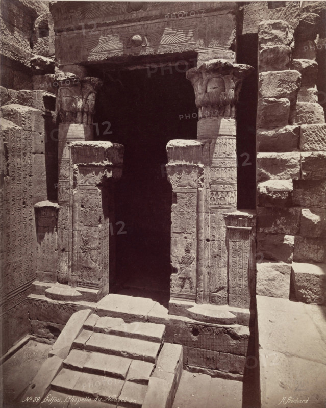 Entrance to the Chapel of the New Year in the Temple of Ed Edfu, late 19th century. Creator: Henri Bechard.
