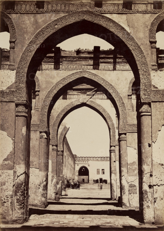 Courtyard of the Ibn Tulun Mosque, Cairo, between 1850 and 1895. Creator: Henri Bechard.