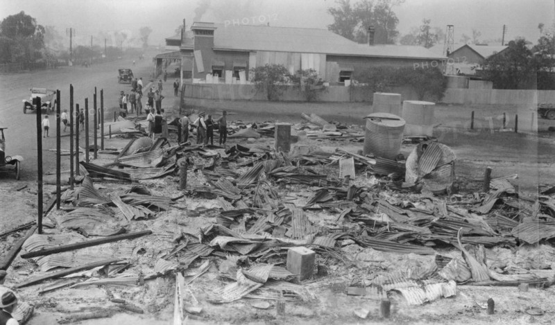 Main Street Fire Damage, Toogoolawah, Queensland, 1926. Creator: Jack Bain.