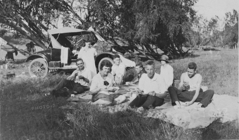 Camping/picnicking at Toogoolawah headwaters of the Brisbane River, 1928. Creator: Isabel Edith Doris Francis.