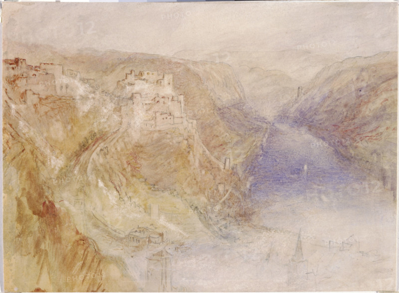 Rheinfels, St Goar and Thurnberg, 1840-1844. Creator: JMW Turner.