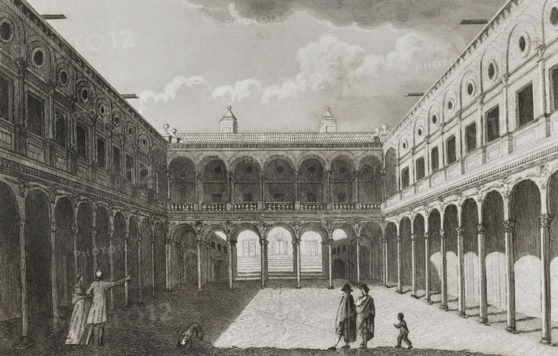 Interior of the Alcázar fortress, Toledo, Spain, 1853. Creator: Antonio Roca Sallent.